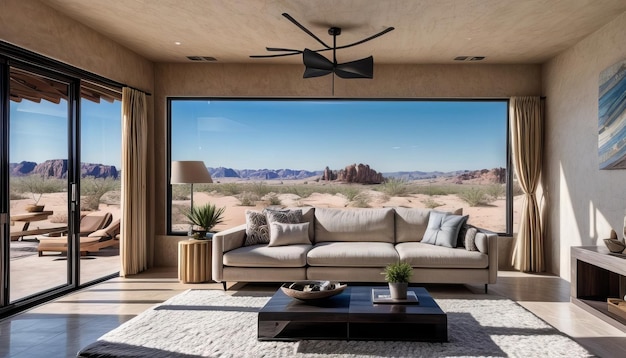 modern home interior in desert