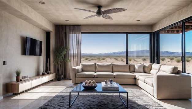 modern home interior in desert