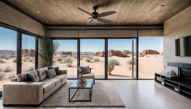 modern home interior in desert