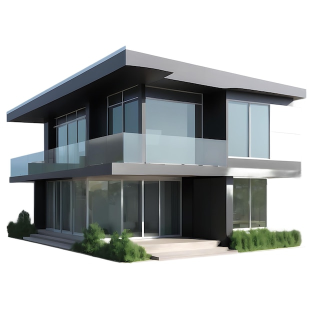 Modern Home Isolated On White Background Generative AI