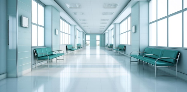 Modern hospital corridor Illustration AI Generative