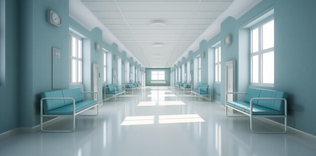 Modern hospital corridor Illustration AI Generative