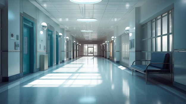 Modern hospital hall light lighting positive Al generated