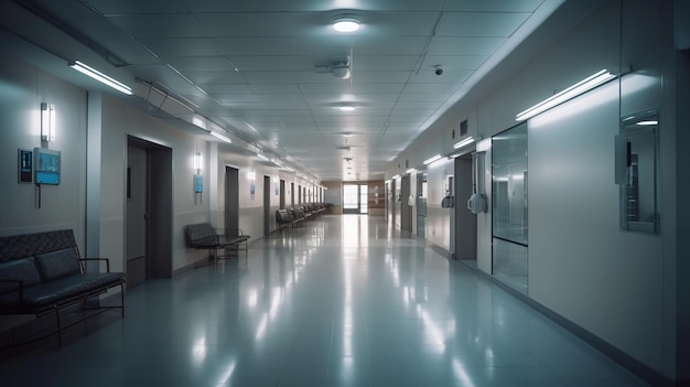 Modern hospital hall light lighting positive Al generated