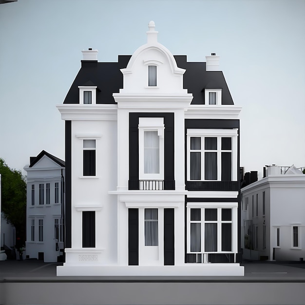 Modern House Black and White Color Generate by Ai