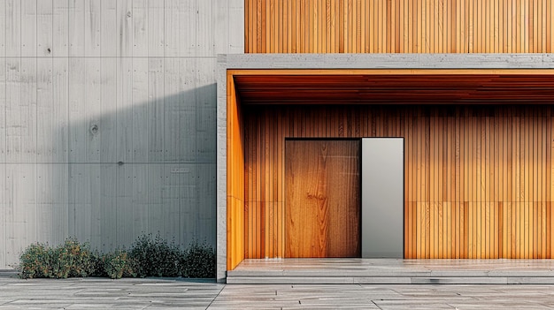 Photo modern house entrance with wooden door