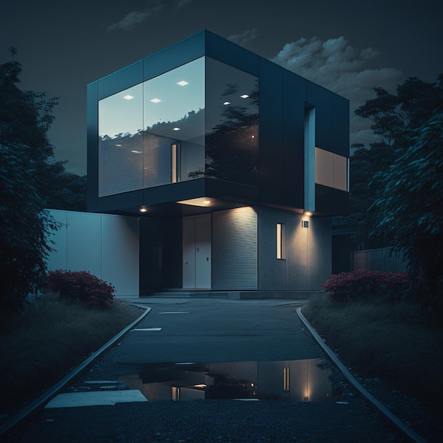 Modern house in japan hitech style Generative AI illustration