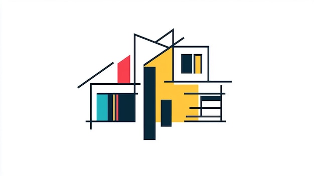 Modern House Logo with Bold Lines and Abstract Shapes