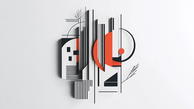 Photo modern house logo with bold lines and abstract shapes