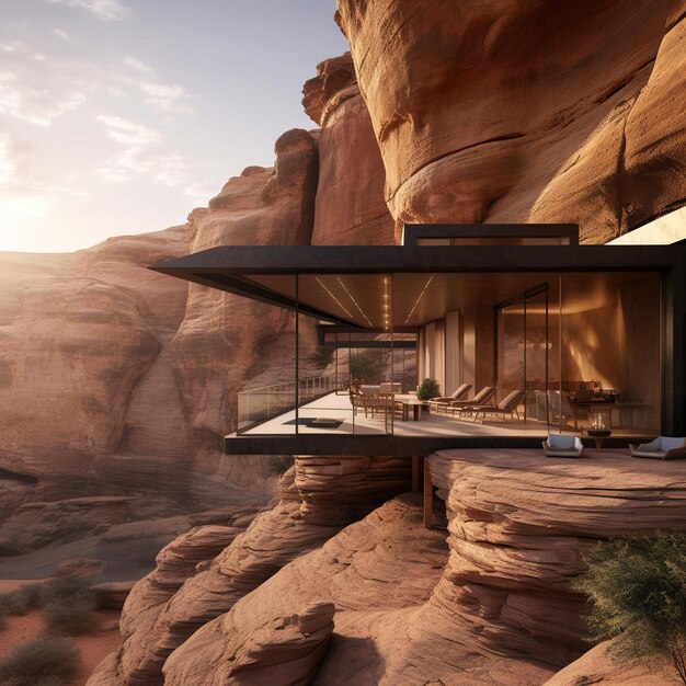 Photo modern house made of sandstone