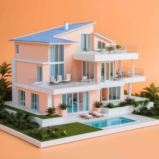 Modern House Model with Swimming Pool