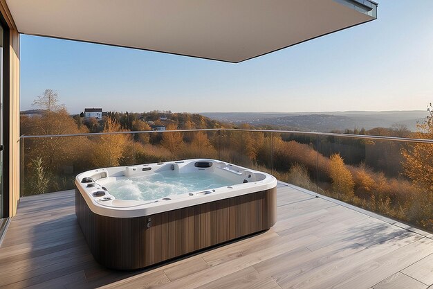 Photo modern house terrace with jacuzzi