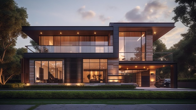 A modern house with a balcony and a balcony