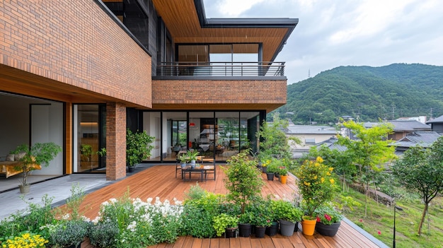 Modern House with Deck and Mountain View