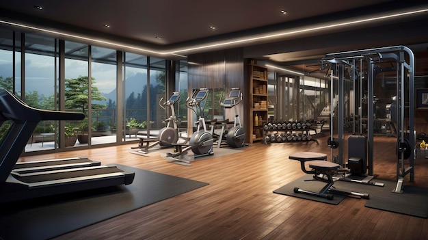 A modern house with a home gym or fitness area