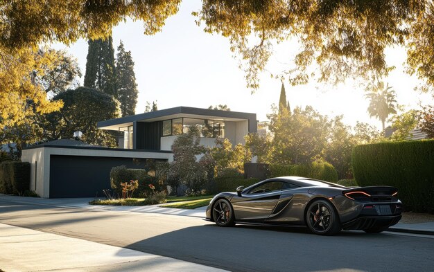 Modern House with a Luxurious Sports Car