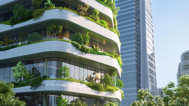 Modern houses of the futureEcological architecture with green plantsgenerative ai