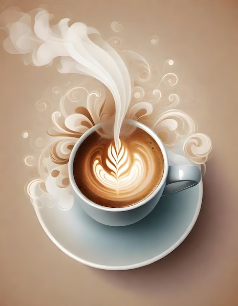 Photo modern illustration of a cup of latte with milk generative ai