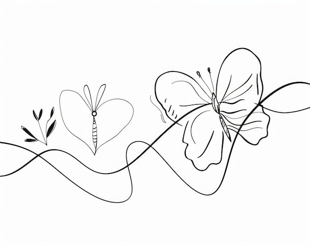 Photo modern illustration of a flying butterfly with love shapes editable strokes