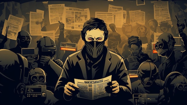 Modern illustration of a journalist at work