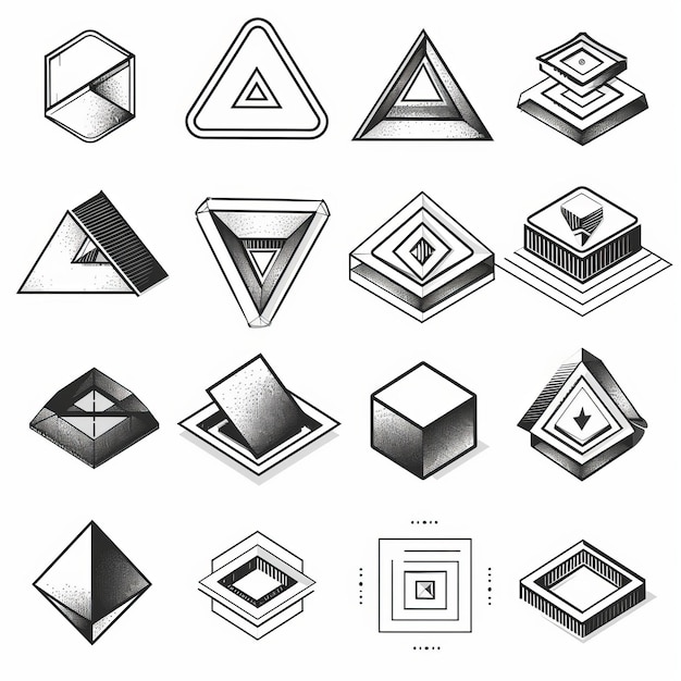 Modern illustration with geometric elements impossible shapes isolated on white