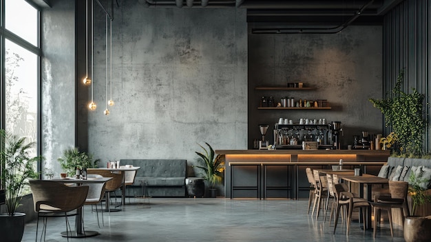 Photo modern industrial cafe interior