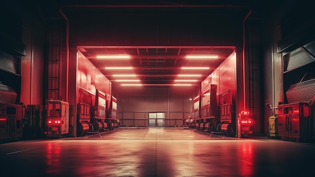 Modern industrial unit with red roller doors