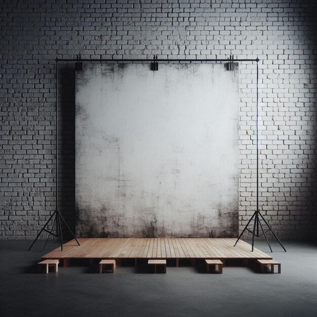 Photo a modern industrialinspired creative space with a blank brick or concrete wall