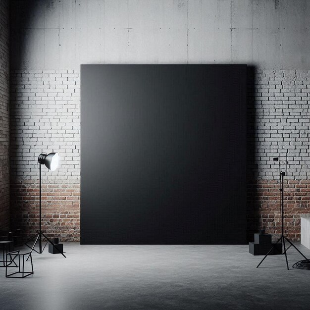 Photo a modern industrialinspired creative space with a blank brick or concrete wall