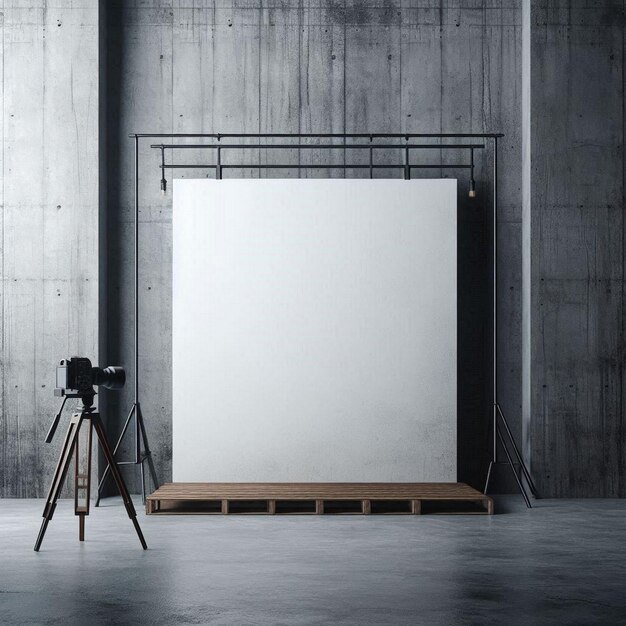 Photo a modern industrialinspired creative space with a blank brick or concrete wall