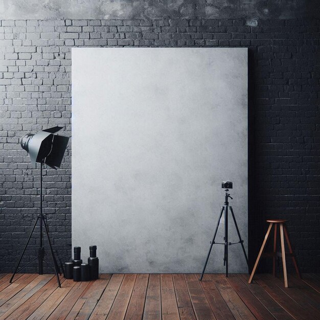 Photo a modern industrialinspired creative space with a blank brick or concrete wall