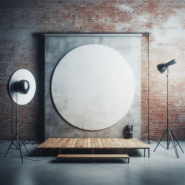 Photo a modern industrialinspired creative space with a blank brick or concrete wall