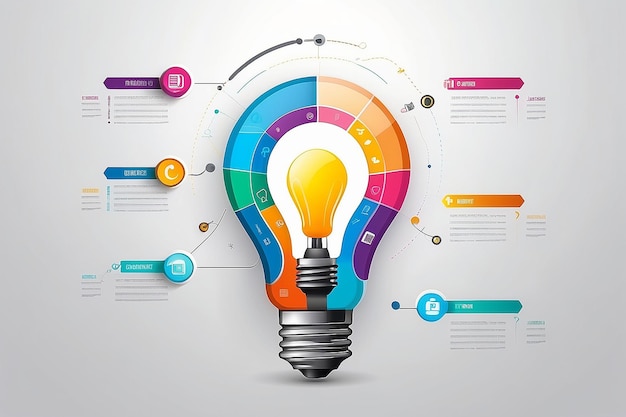 Modern infographic template Creative light bulb with application icon Business software and social media concept File is saved in AI10 EPS version This illustration contains a transparency