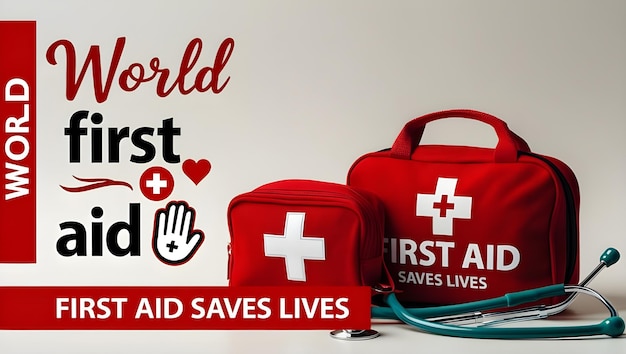 A modern informative digital poster celebrating World First Aid Day 2024