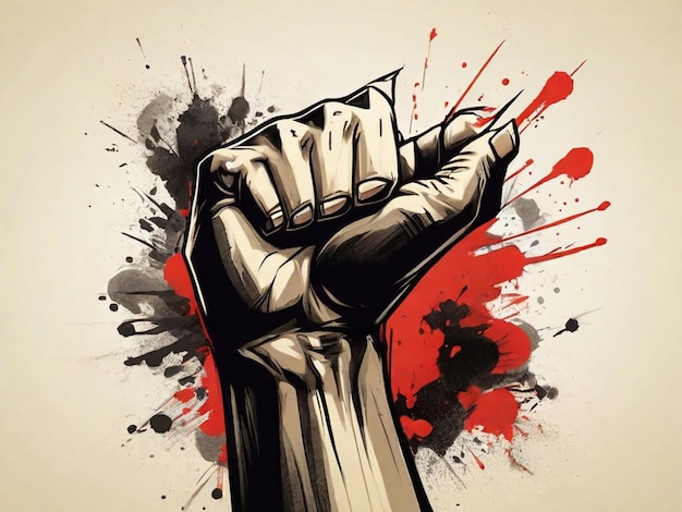 Modern Ink Protest Angry Fist Illustration