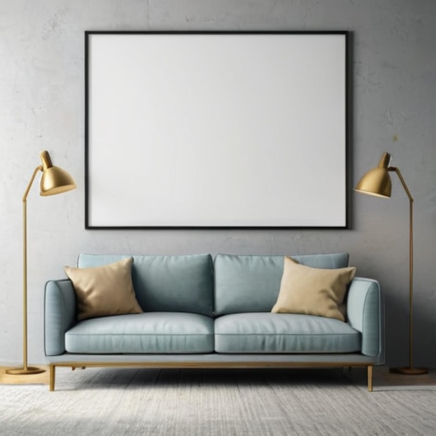 Photo modern interior background empty frame mockup