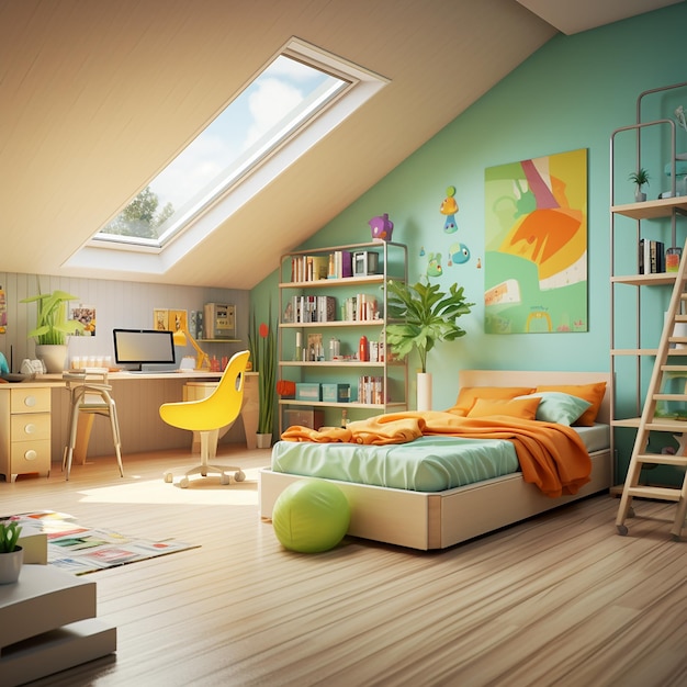 modern interior of children room