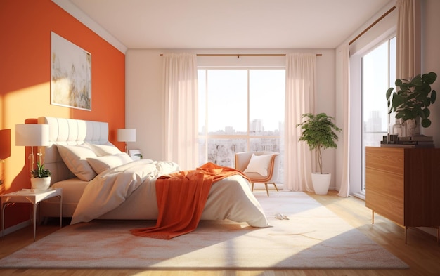 Modern Interior Design Background Stylish Bedroom Generative AI