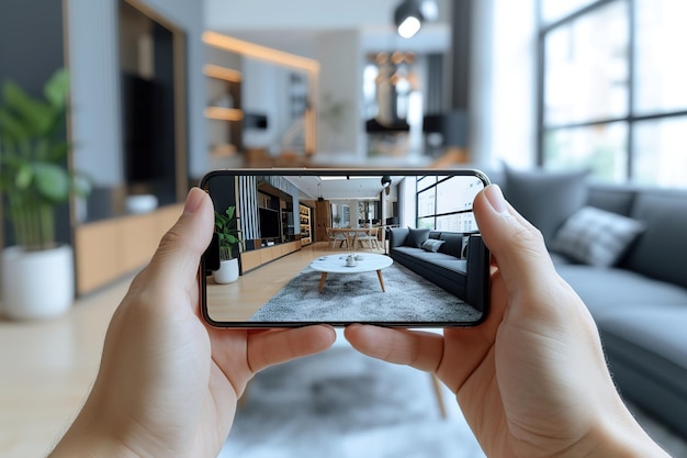 Modern Interior Design Preview on Smartphone Virtual reality interior designxA