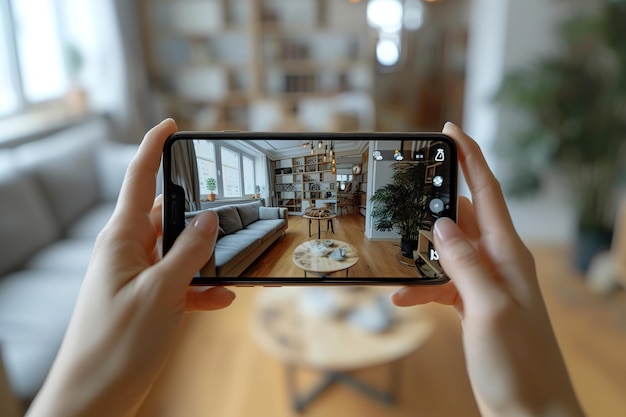 Modern Interior Design Preview on Smartphone Virtual reality interior designxA