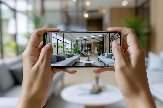 Modern Interior Design Preview on Smartphone Virtual reality interior designxA