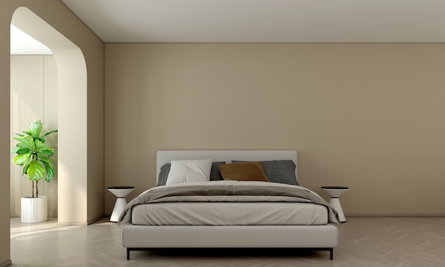 modern interior design  room and bedroom and empty wall 