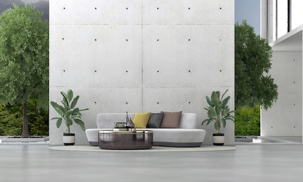 modern interior design  room and living room and concrete wall 