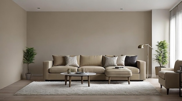 Modern Interior Design With Brown Sofa Background