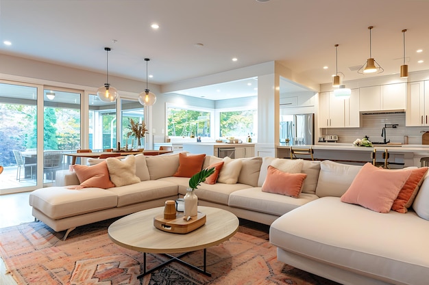 The Modern Interior Of A Home Featuring A Kitchen