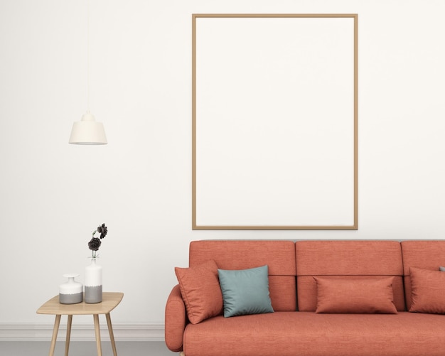 Modern interior living room wall mockup