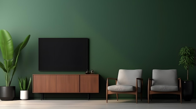 Modern interior of living room with armchair and cab