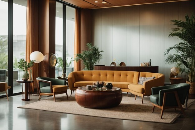 Modern interior of lobby with uncommon furniture