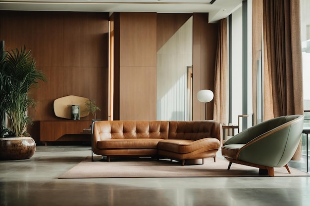 Modern interior of lobby with uncommon furniture