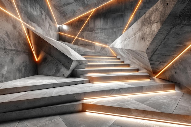 Modern interior staircase with dynamic lighting design